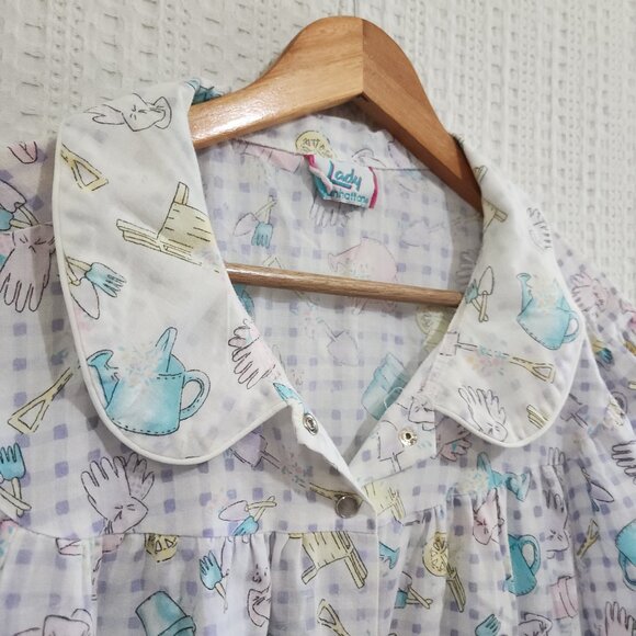Vintage Lady Manhattan XXX Grannycore Cottagecore Pastel Print House Dress - Picture 6 of 12